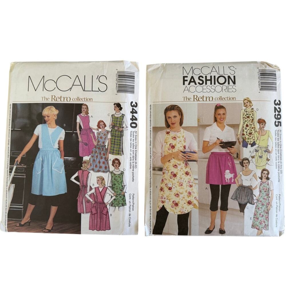 Set Two Sewing Pattern Retro Vintage Inspired Aprons Used